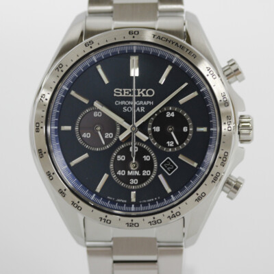 Pre-owned Seiko Selection Sbpy163 Analog Solar Powered Sapphire Crystal Navy Silver