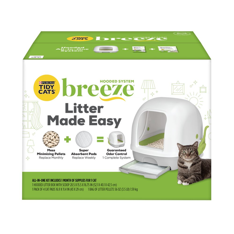 Purina  Hooded Litter Box System, Breeze Hooded System Starter Kit Litter Box, L