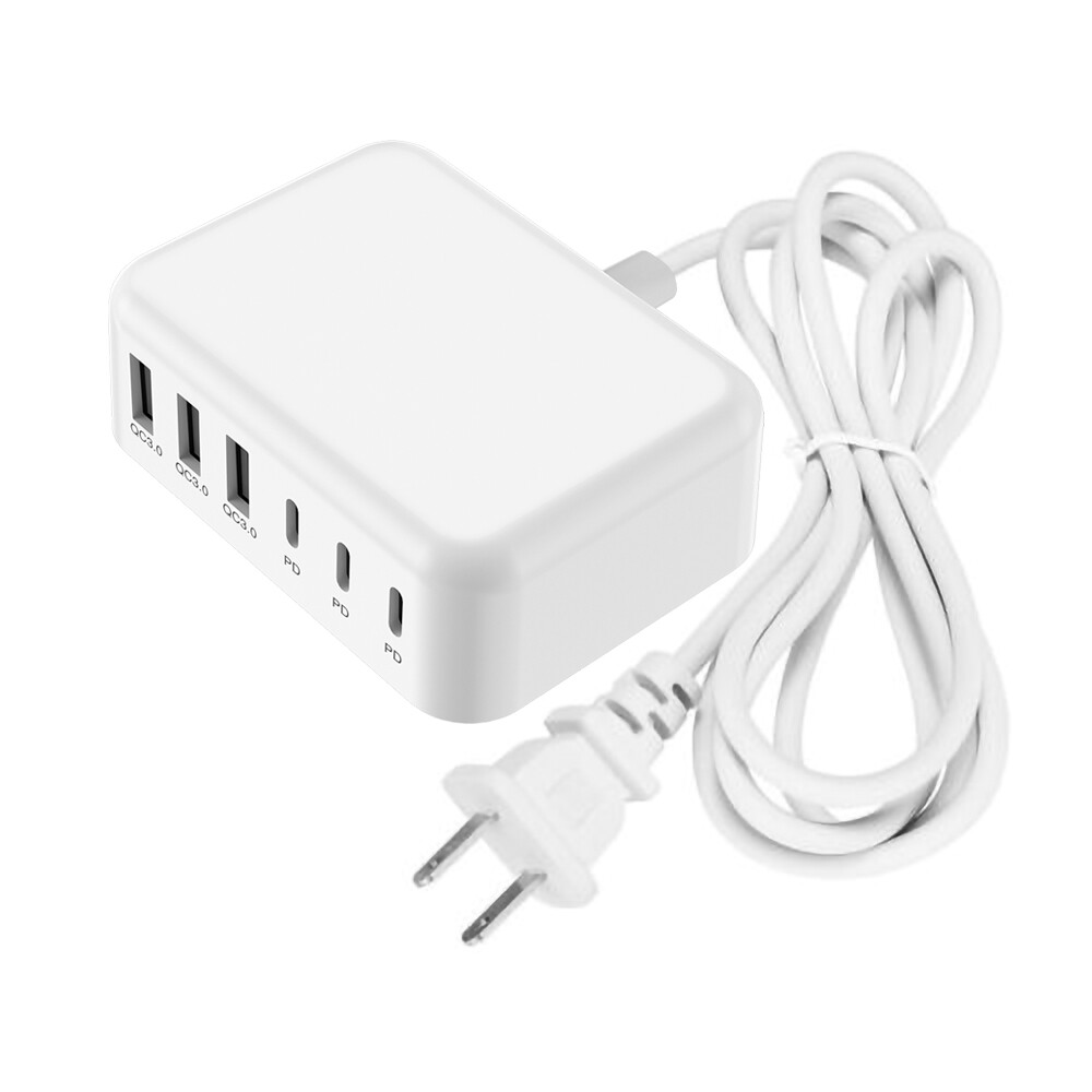 6 Port USB Hub Fast Wall Charger Station Multi-Function Desktop AC Power Adapter