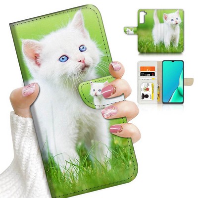 ( For Samsung S22+ / S22 Plus ) Flip Case Cover PB23040 White Kitten Cat