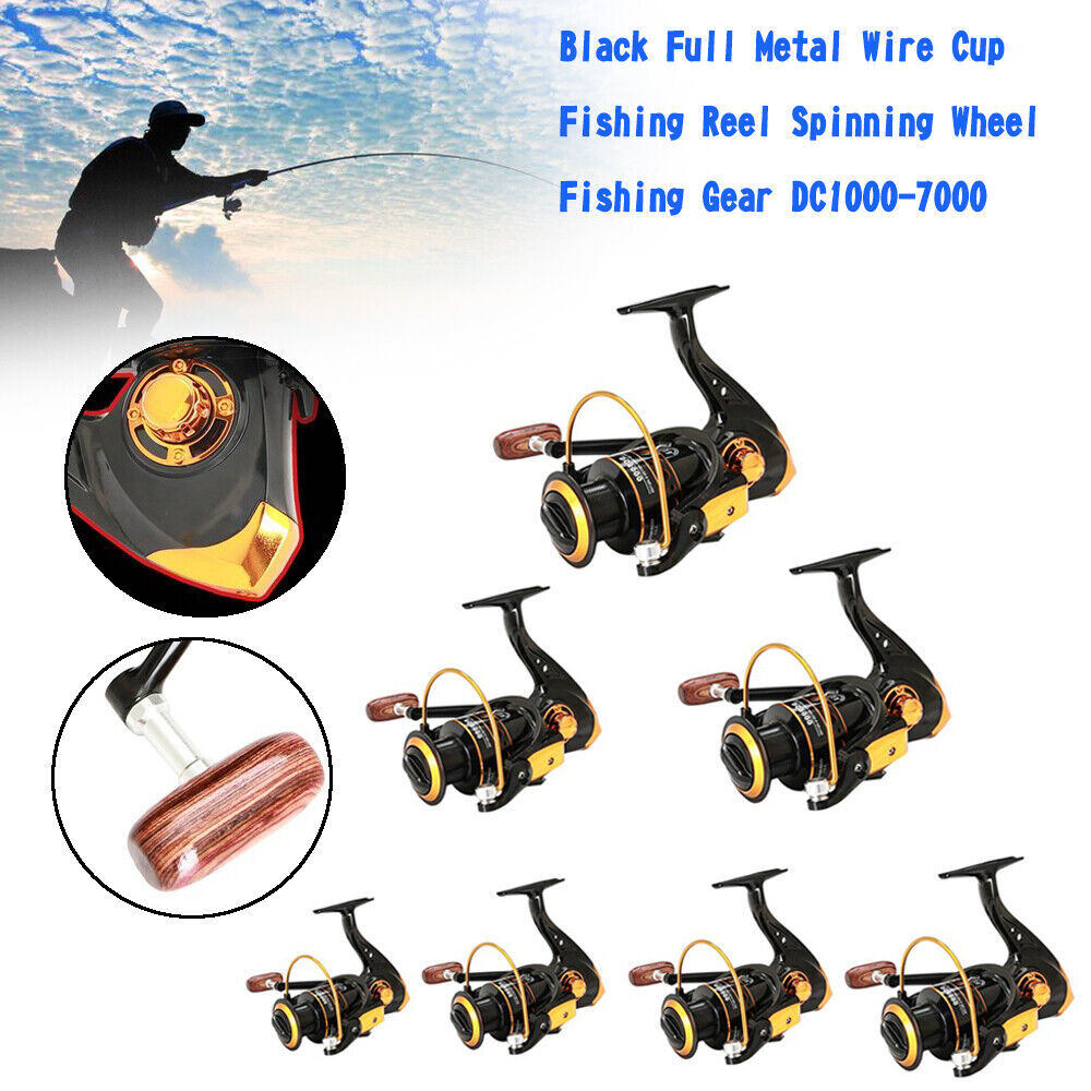 Black Full Metal Wire Cup Fishing Reel Spinning Wheel Fishin