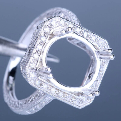 Real Diamond Solid 10K White Gold Wedding Party Semi Mount Ring Oval Cut 12x10mm