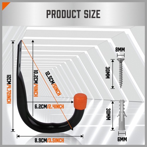 Heavy Duty Storage Hooks Wall Mounted Ladder Garage Bikes Tools Garden Shed