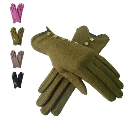 Femmes Mode Contraste Panneau Manchette Laine Hiver Femmes Gants