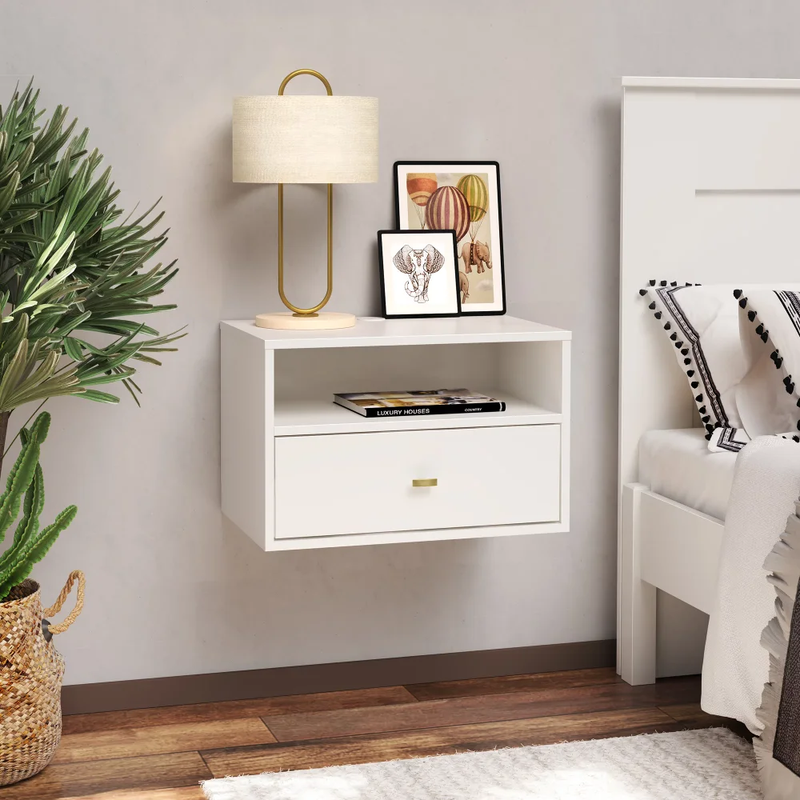 With Open Shelf, White