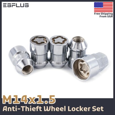 Chrome 14x1.5 Wheel Lock Set Lug Nut Fit Acura Honda Ram1500 Dodge Jeep Chrysler