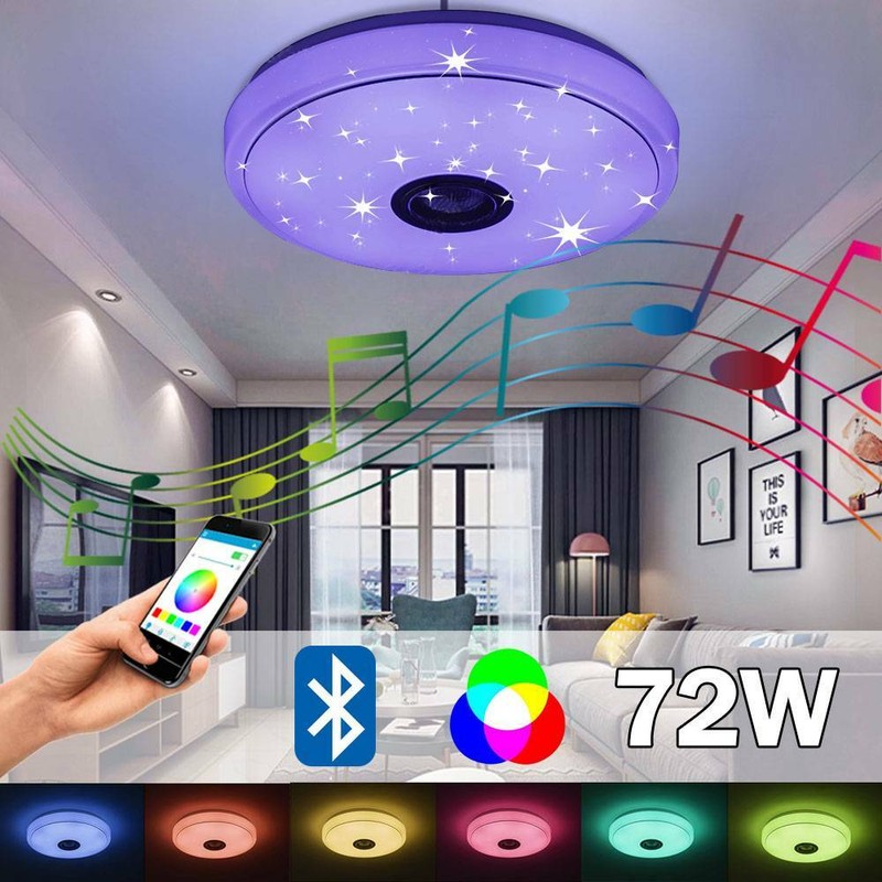 72W Dimmbar LED Deckenleuchte Deckenlampe bluetooth Lautsprecher APP Steuerung