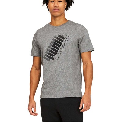 

Мужские серые повседневные топы Puma Power Logo Crew Neck с коротким рукавом 670433-03, Grey, Puma Power Logo Crew Neck Short Sleeve T-Shirt