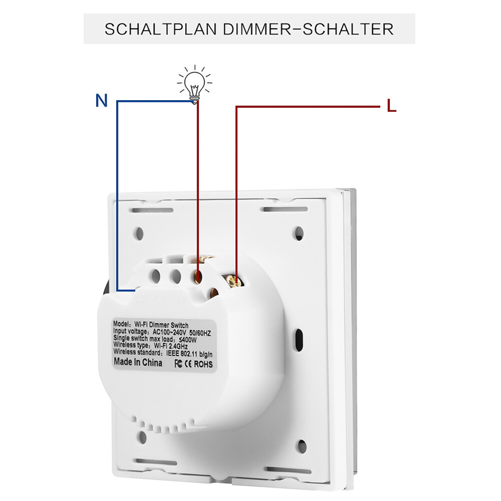 Weiß Touch Wifi Dimmer Lichtschalter unterputz Alexa