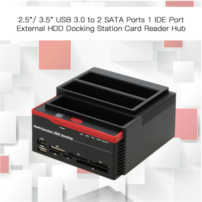 2.5'' 3.5'' IDE SATA Hard Drive Docking Station Multi Card Reader USB 3.0 Hub S2H8