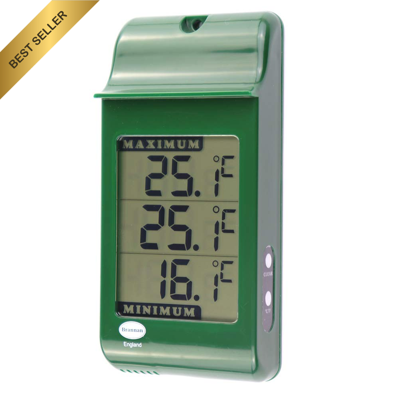 Large Digital Max Min Thermometer in Green - Indoor Outdoor Garden Greenhouse Wa