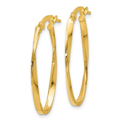 Pre-owned Superdealsforeverything Real 14kt Yellow Gold Twisted Oval Hoop Earrings