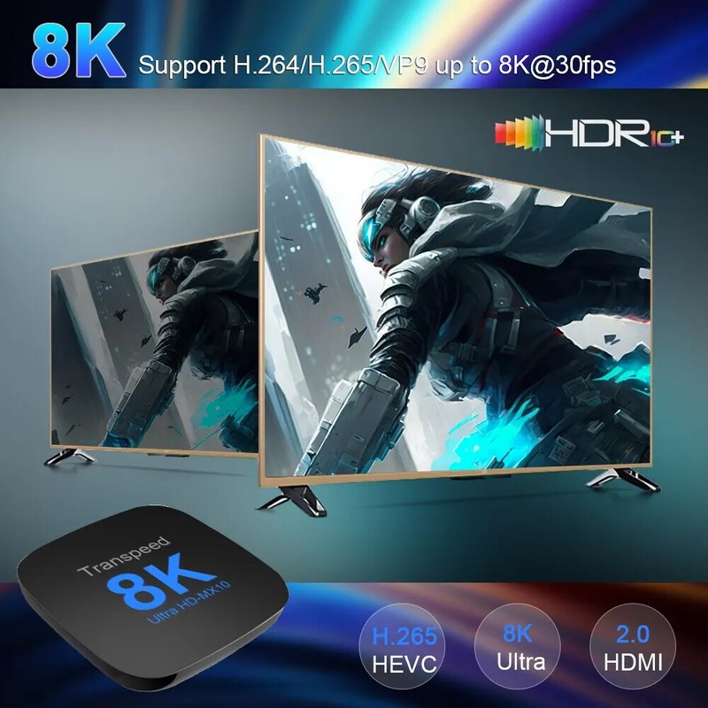 TV Box Android13 ATV Wifi TV Apps 8K 4K 3D Video Media Player Set Box Transpeed