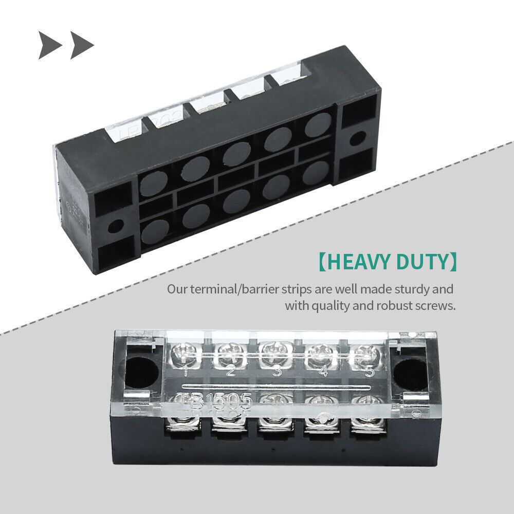 5/10/15Sets 5 Positions Dual Row 600V 15A Screw Terminal Strip Blocks