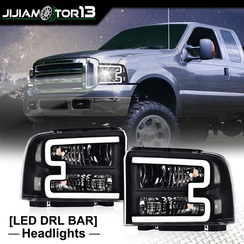 LED DRL Headlights w/ Harness Fit For 05-07 Ford F250 F350 F450 F550 Super Duty