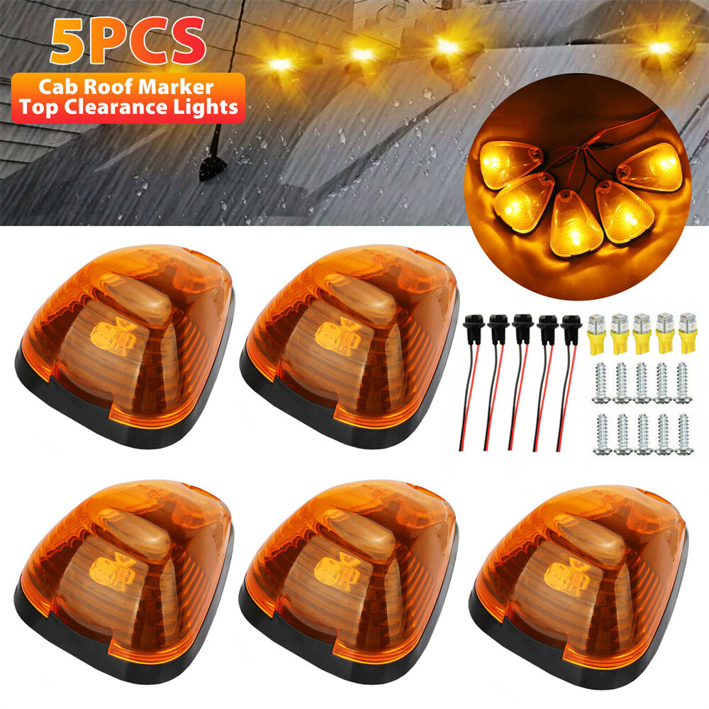 5X Amber LED Cab Roof Marker Lights Kit For 99-16 Ford F250 F350 F450 Super Duty