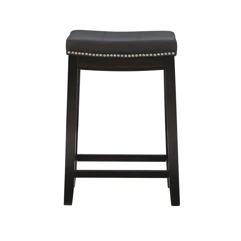 Concord Black Wood Frame Counter Stool with Padded Black Faux Leather Seat New