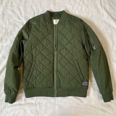 Element Green Quilted Down Bomber Jacket | Size M