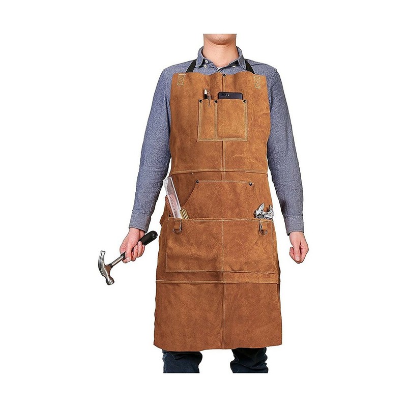 Leather Work Shop Heavy Duty Apron 6 Tool Pockets Heat