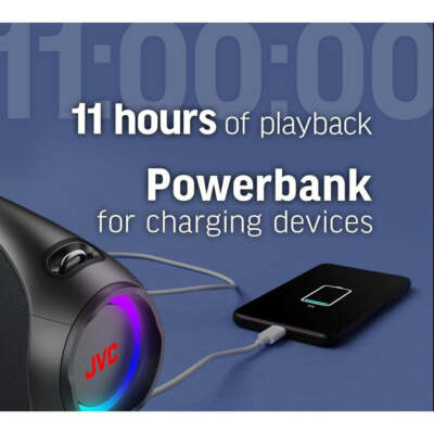 JVC Illuminated Portable Boom Box with 120W Power
