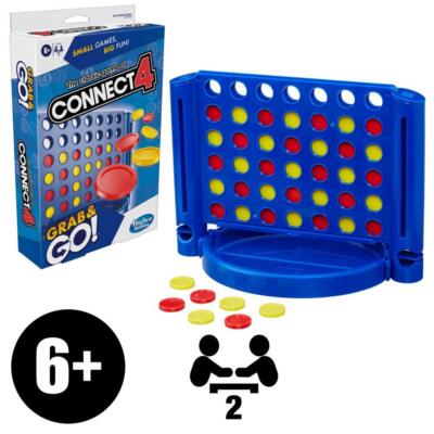 Connect 4 Grab and Go Game for Ages 6 and Up, Portable Game for 2 Players,