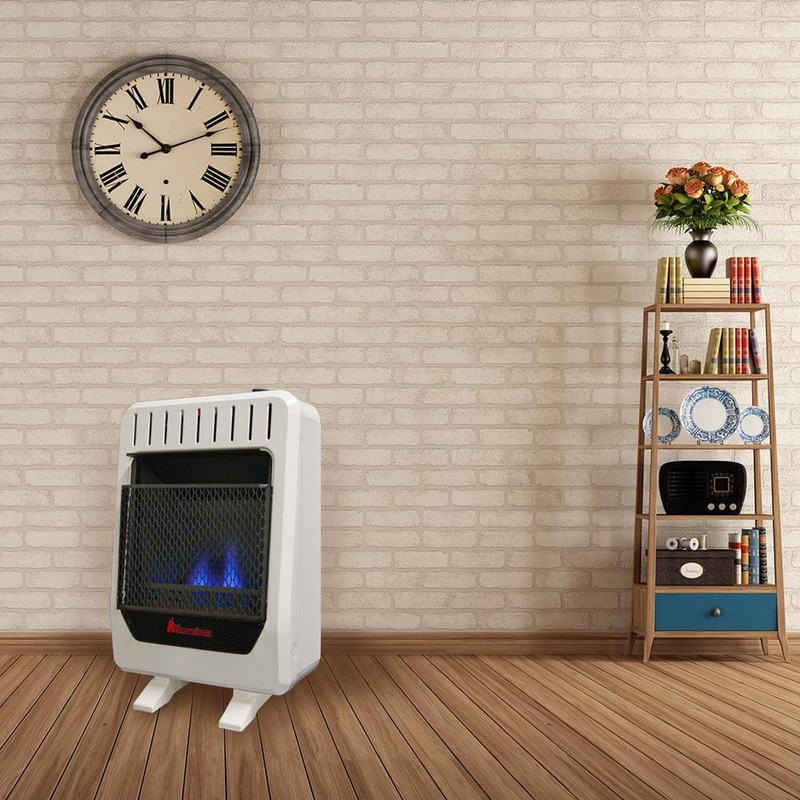 Blue Flame Wall Heater Dual Flame Gas/Propane with Base 10,000 BTU 2-Setting 10K