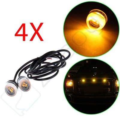 4X 18mm 6000K EE-Epistar-5730-3SMD Amber Eagle Grille Signal Fog Led Light