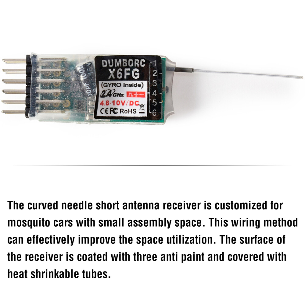 DUMBORC X6FG 2.4G 6CH RC System Receiver for Domborc RC X4 X5 X6 Transmitter