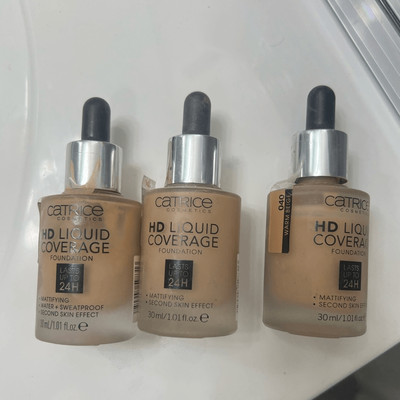 Cartrice Cosmetics HD Liquid Coverage Foundation 040 Warm Beige 3 Bottles