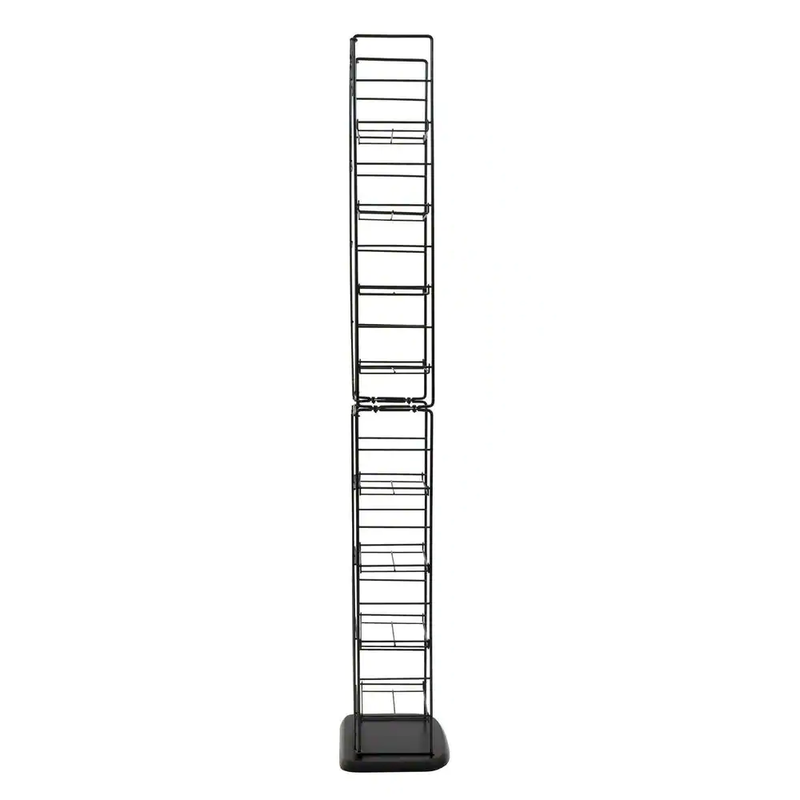 Atlantic Black Media Storage Tower Rack with Adjustable Wire Shelves Wood Base