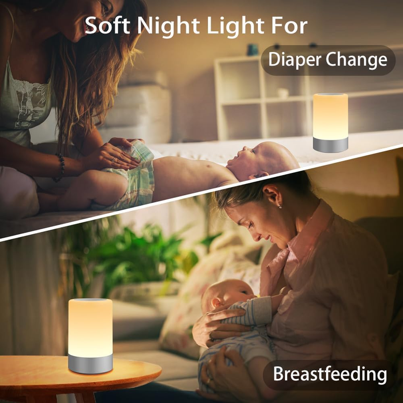 Nursery Night Light for Babies, LED Bedside Touch Sensor Lamp for Kids Breastfee
