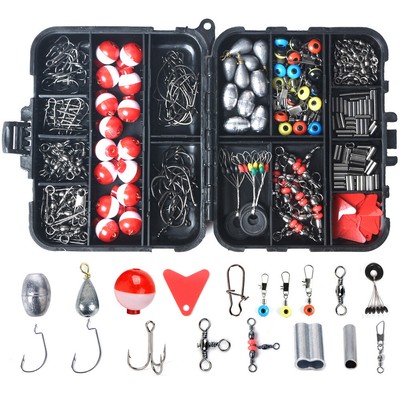 202pcs Fishing Accessories Kit Soft Lures Jig Hooks Bobbers Gear with Tackle Box