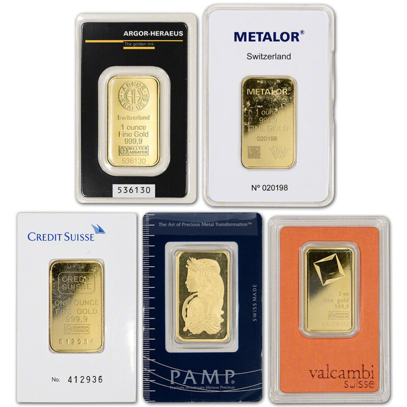 1 oz. Gold Bar - Random Brand - Secondary Market - 999.9 Fine in Assay