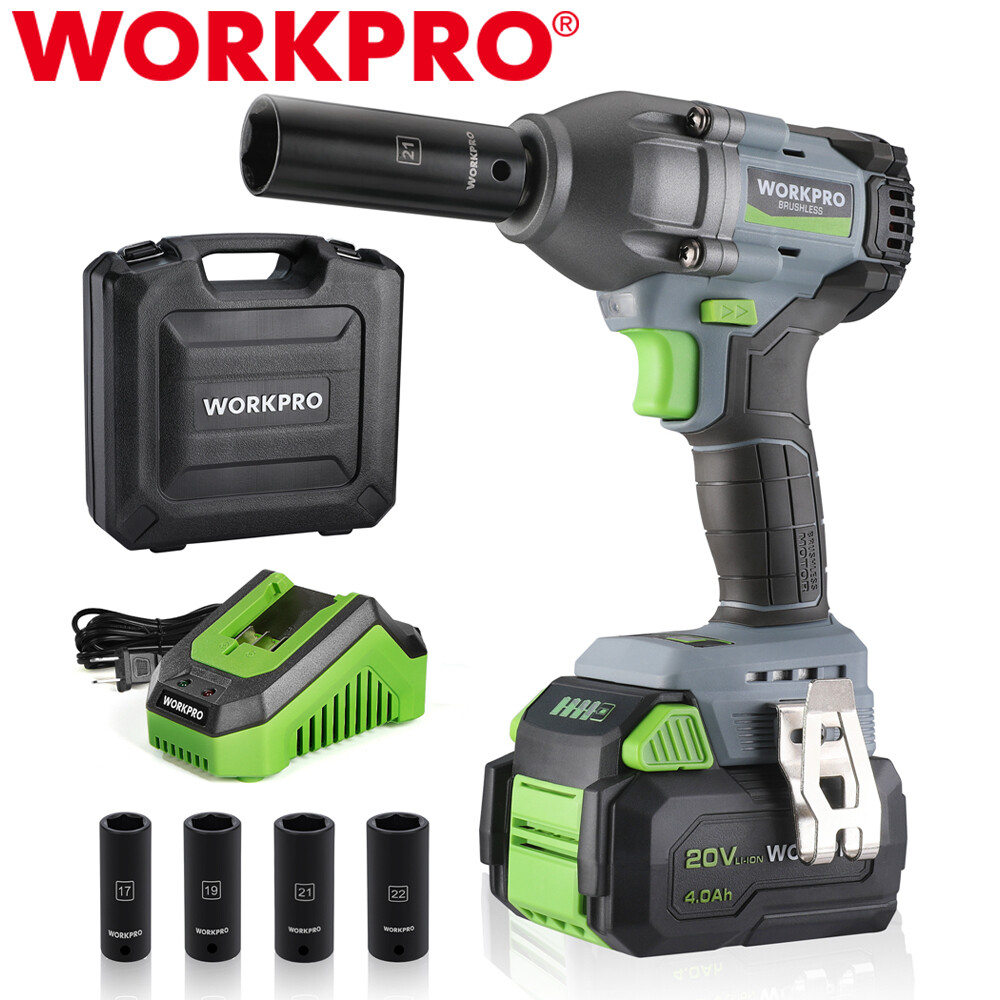 WORKPRO 20V 1/2" Cordless Impact Wrench Brushless Impact Gun