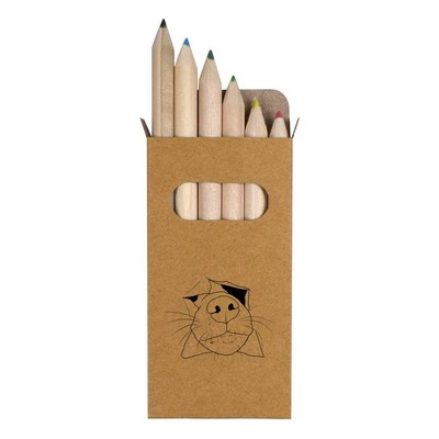 6 x 'Dog Nose Peeping' Short 85mm Pencils / Coloured Pencil Set (PE00063964)