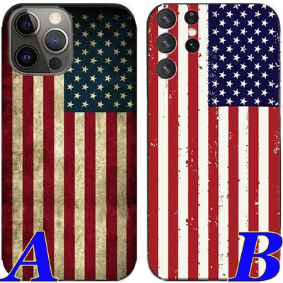 2X Retro USA Flag TPU Gel Back Case Cover For Samsung Nokia Honor Oneplus Phone