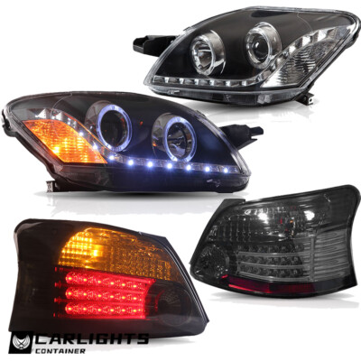 LED Headlights + SMOKED Tail Lights For Toyota Vios Yaris Belta Sedan 2007-2013
