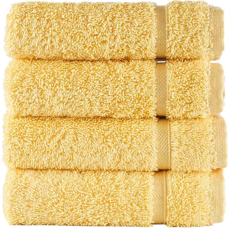 4-Piece Yellow Turkish Cotton Washcloth