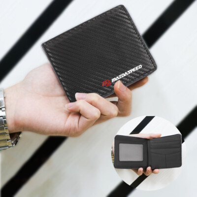 MAZDASPEED RFID Block Carbon Fiber Leather Bifold Credit Card ID Holder Wallet 