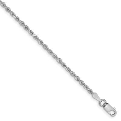 Pre-owned Superdealsforeverything Real 14kt White Gold 8 Inch 2mm Diamond-cut Quadruple Rope Lobster Clasp Chain