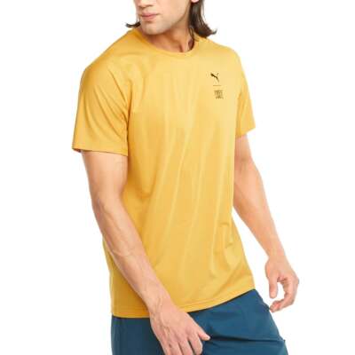 

Puma Crew Neck Short Sleeve Training T-Shirt X First Mile Mens Yellow Casual Top, Желтый, Puma Crew Neck Short Sleeve Training T-Shirt X First Mile