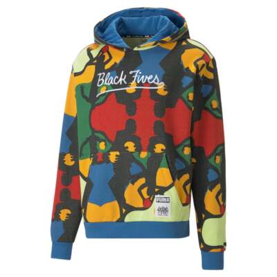 

Puma Harlem Graphic Pullover Hoodie Мужская синяя повседневная верхняя одежда 53449501, Синий
