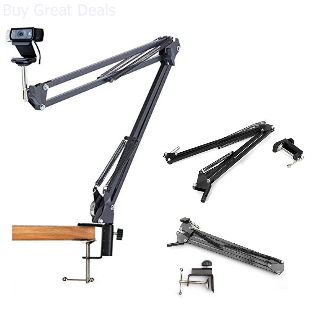 Desk Clamp Mount Suspension Boom Scissor Arm Tripod Stand Holder cam