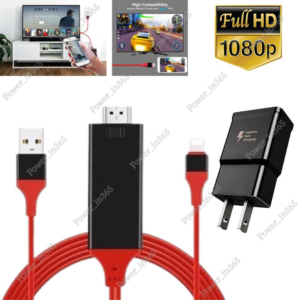 1080P HDMI Mirroring Cable Phone to TV HDTV Adapter For iPhone 6 7 8 X 12 13 14