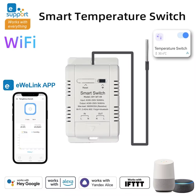 WiFi Temperature and Humidity Sensor Security Home Automation Indoor Monitoring