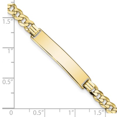 Pre-owned Superdealsforeverything Real 10kt Yellow Gold Flat Curb Link Id Chain Bracelet; 8 Inch; Lobster Clasp
