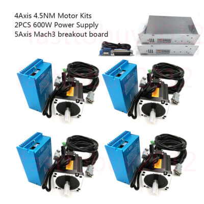 4Axis 4.5Nm DSP Closed Loop Stepper Motor Drive + 2PCS Power Supply+ MACH3 Board
