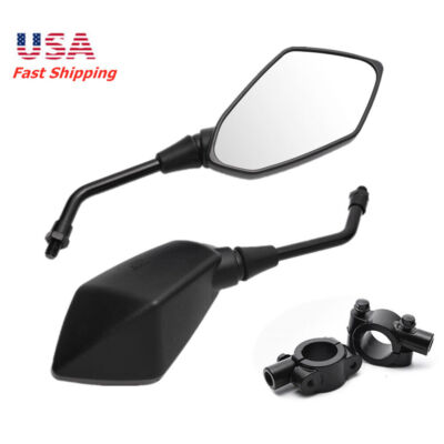 Motorcycle RearView Side Mirrors 7/8'' Clamp for Suzuki Honda Kawasaki Handlebar