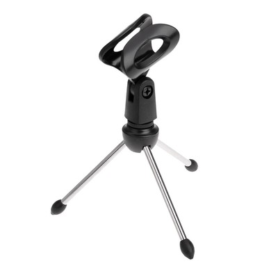Desktop Mic Microphone Tripod Stand Holder Bracket with Rubber Cap Foldable P9N1