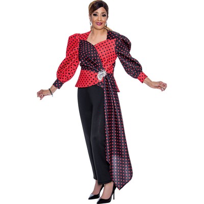 

Женский комплект брюк с объемными рукавами Dorinda Clark, Black-red